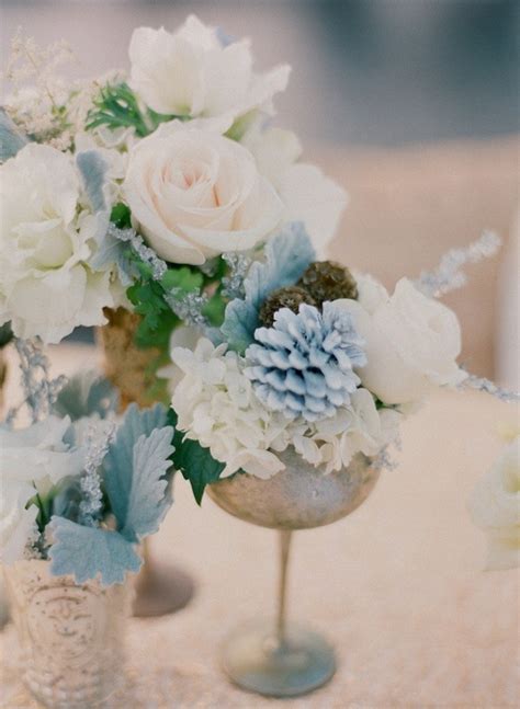 Pastel blue wedding baby blue little flowers tiered wedding cake. Color Inspiration: Slate and Dusty Blue Wedding Ideas - MODwedding