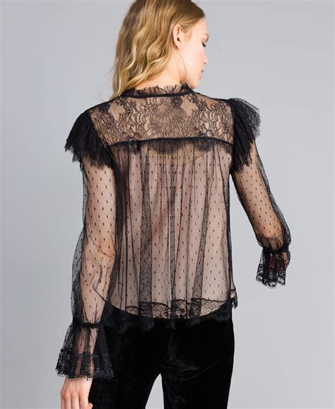 Tulle Plumetis And Lace Blouse
