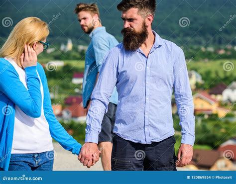 Husband Strictly Watching His Wife Looking At Another Guy While Walk