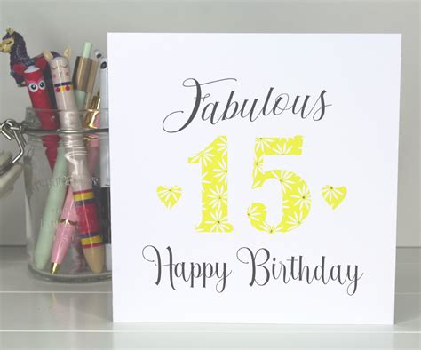 15th Birthday Card Fabulous 15 Daughter Sister Cousin Etsy