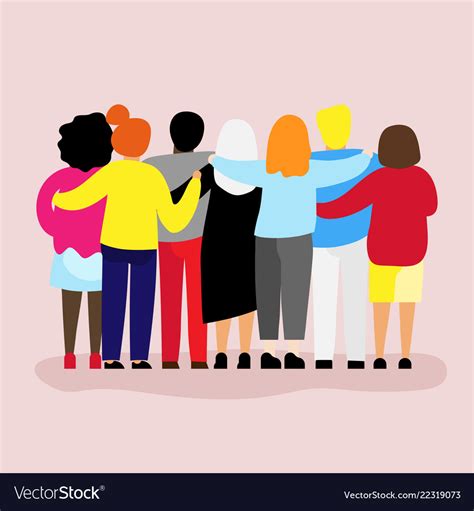 Friends Forever Friendly Group Of People Hugging Vector Image