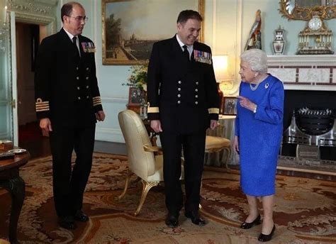 Queen Elizabeth Ii Received Commodore Stephen Moorhouse And Captain Angus Essenhigh
