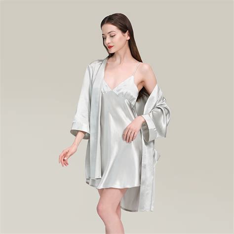 Women S Silk Slip Nightgown Robe Set