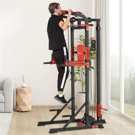Soozier Power Tower Pull Up Bar Station For Home Gym Training Workout