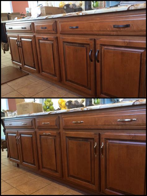 Should kitchen floor be darker than cabinets? Here is an example of how much a difference hardware can ...