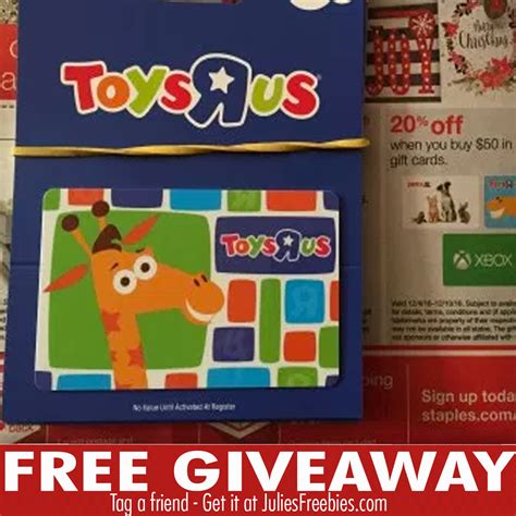 Amazon.com gift cards are redeemable toward millions of items at amazon.com, have no fees, and never, ever expire. Win a $300.00 Toys R Us Gift Card - Julie's Freebies