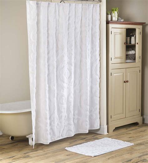 Plush Chenille Bath Set Shower Curtain And Bath Mat Plow And Hearth