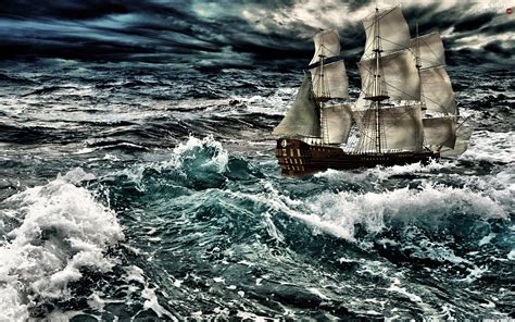 Storm Sailing Vessel Sea Ships Wallpapers 1920x1200