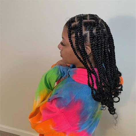 jumbo knotless box braids with curly ends