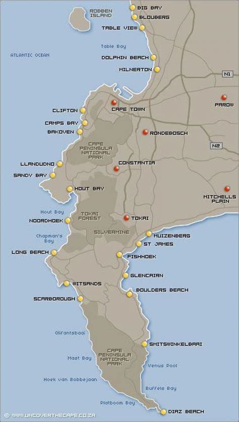 Click full screen icon to open full mode. Cape Town beaches map - Map of Cape Town beaches (Western ...