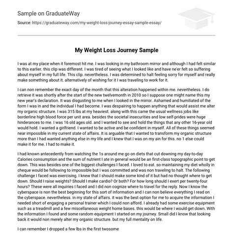 ⇉my Weight Loss Journey Sample Essay Example Graduateway