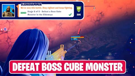 How To Defeat A Boss Cube Monster In The Sideways In Fortnite Season 8
