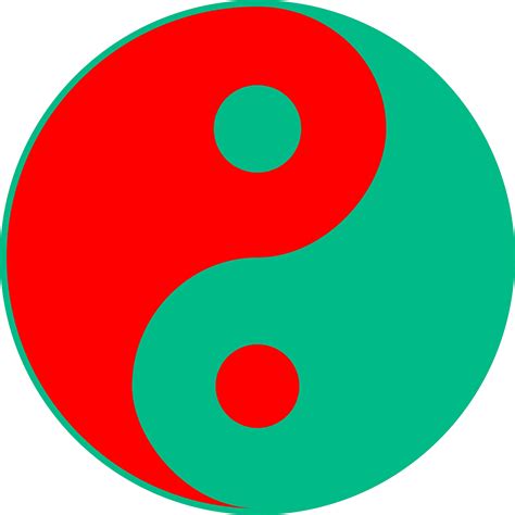 Bright Red And Dark Greenish Cyan Yin Yang Icons Png Free Png And