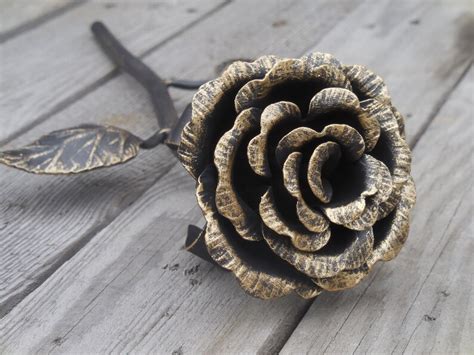 Forged Metal Rose Steel Rose Iron Flower Metal Sculpture Etsy
