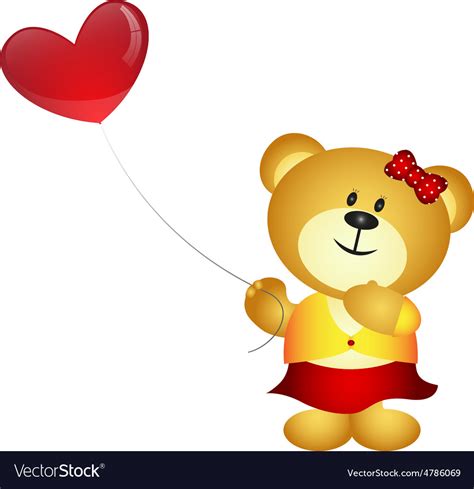 Cute Cartoon Girl Bear Holding Love Balloon Vector Image