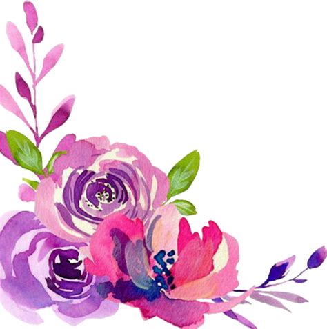 Flower watercolor, usely flowers watercolor pink peach red. Download Pink Purple Watercolor Flowers, HD Png Download - vhv