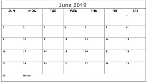 Calendar June 2019 Fillable Calnda