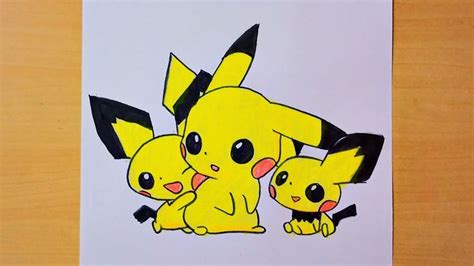 How To Draw Pikachu And Pichu Together Color Drawing Cute Easy