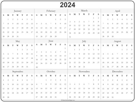 Yearly Calendar 2024 Calendar Quickly 2024 Yearly Calendar