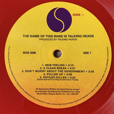 Talking Heads The Name Of This Band Is Talking Heads Red Vinyl 2 Lp For Sale Online And In Store Mon
