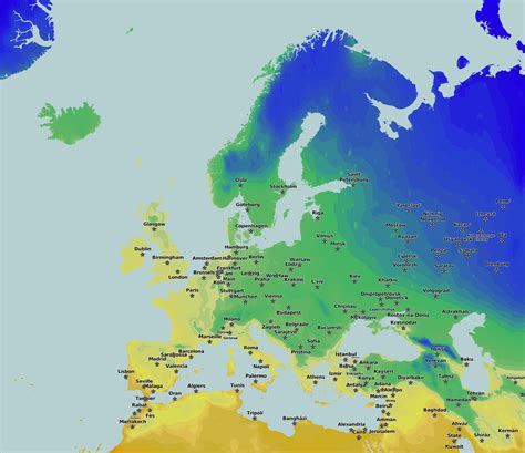 Europe Temperature Map Thematic Maps And City Qci Group