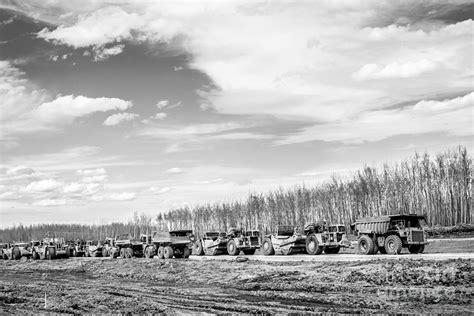 Cat Trucks And Grader Black And White Photograph By Alanna Dphoto