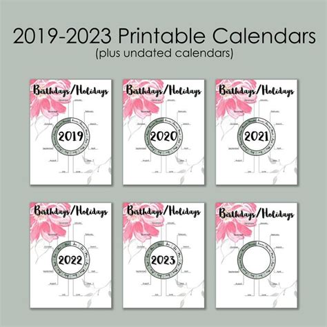 2021 2023 Monthly Printable Calendars Floral Edition Instant Etsy