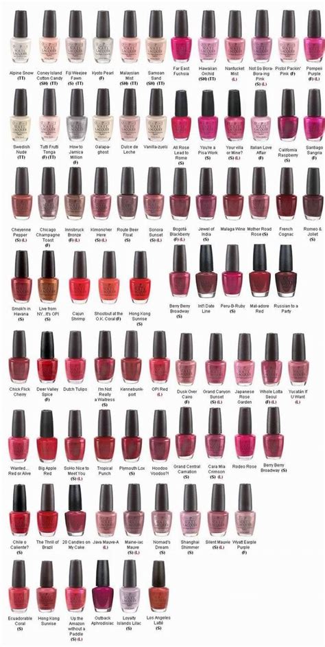 Opi Nail Polish Color Chart With Names Languageen 9 Most Popular