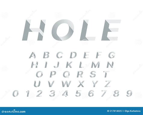 Hole Font 3d Deep Shadowed Typography Design Push Deepening Alphabet