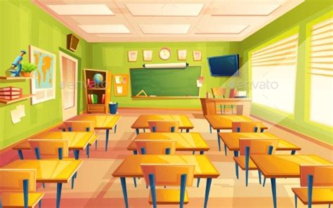 Find the perfect classroom cartoon stock illustrations from getty images. Vector Cartoon Empty School Classroom by vectorpocket ...