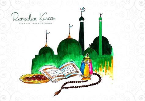 colorful hand drawn ramadan kareem greeting