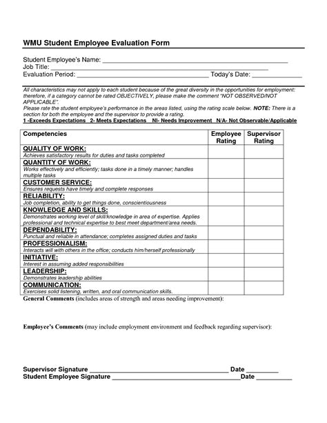 Sample Employee Evaluation Forms | Evaluation employee, Employee evaluation form, Evaluation form