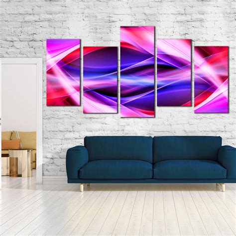 Triptych Canvas Prints Colorful Blue Red Purple Abstract Patterns Wall