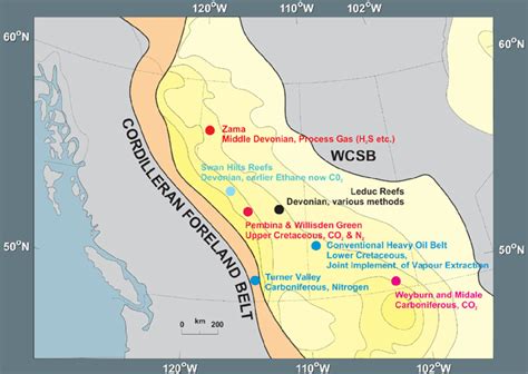 Map Of The Western Canada Sedimentary Basin Indicating The Thickness