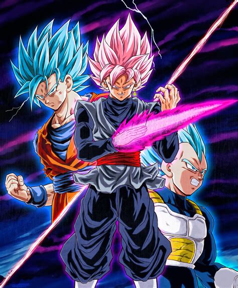 Goku Y Vegeta Vs Black Ssj Rose By Naruto999 By Roker Anime Dragon