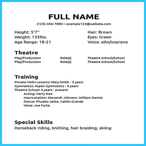 Write a resume for acting jobs that breaks a leg and gets gigs, with tips this beginner actor resume objective shows the way: Impressive Actor Resume Sample to Make | Acting resume ...