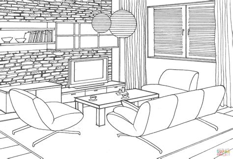 Stone Wall In The Living Room Coloring Page Free Printable Coloring Pages