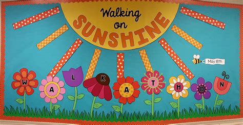 Walking on Sunshine bulletin board | Summer bulletin boards, Preschool