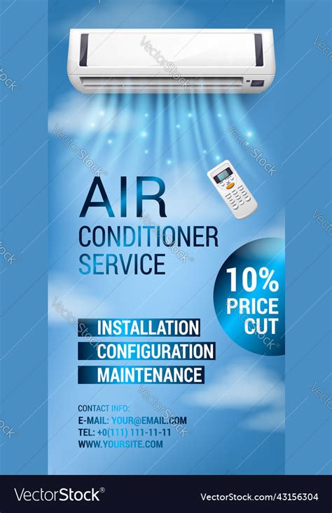 Air Conditioning Repair Flyer With Realistic Vector Image