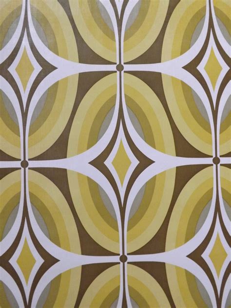 Retro Wallpaper 70s Geometric Funky Yellow Green Mustard