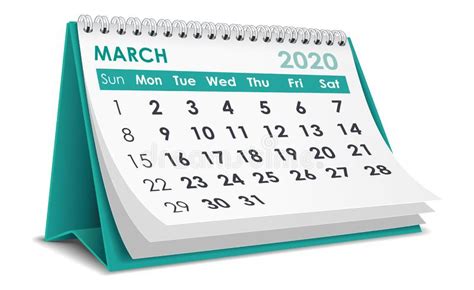2020 March Calendar With Calligraphy Phrase And Unicorn Doodle Stock