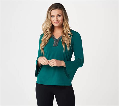 Susan Graver Artisan Liquid Knit Top With Bell Sleeves