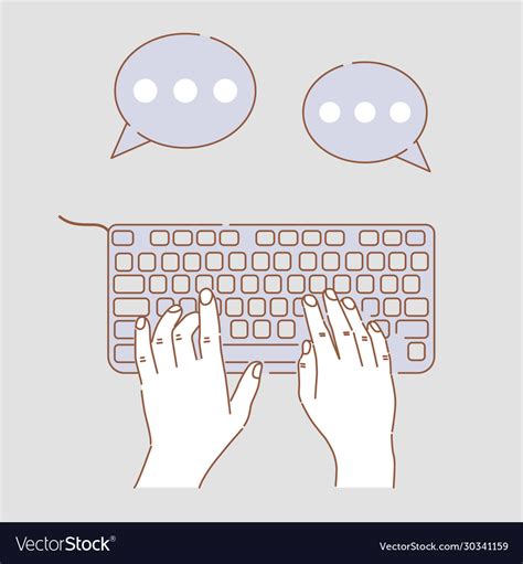 Hands Typing On Keyboard Cartoon Royalty Free Vector Image