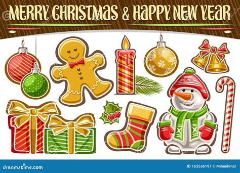 Vector Set For Christmas And New Year Stock Vector Illustration Of Headline Celebration