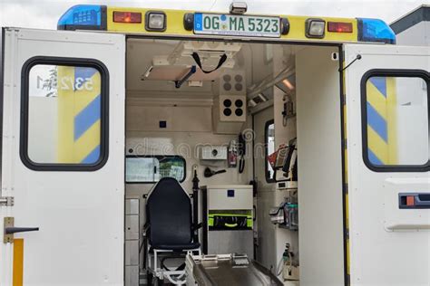 Interior View Of Emergency Vehicle With Medical Equipment Editorial