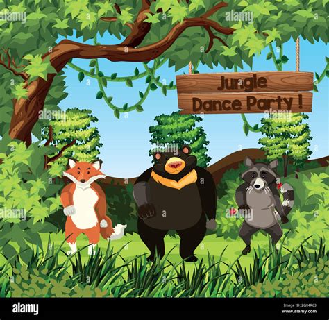 Wild Animals Dance In Jungle Stock Vector Image And Art Alamy