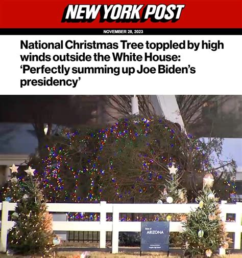 National Christmas Tree Topped By High Winds Outside Of The White House