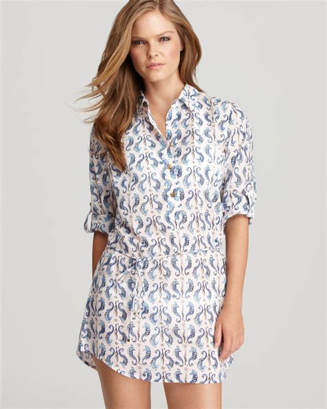 Tory Burch Seahorse Print Beach Cover Up Tunic Dress Bloomingdales