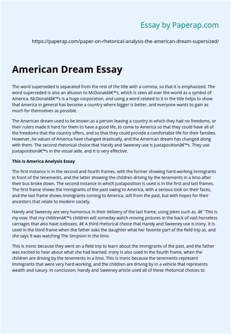 American Dream Essay Free Essay Example