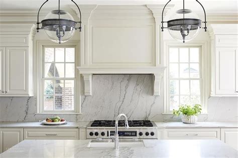 Ivory Marble Tiles In Kitchen Backsplash